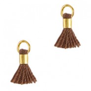 Ibiza style mini Tassel 0.7cm Gold-antler brown